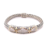Silver & 18 Karat Yellow Gold Diamond Bracelet